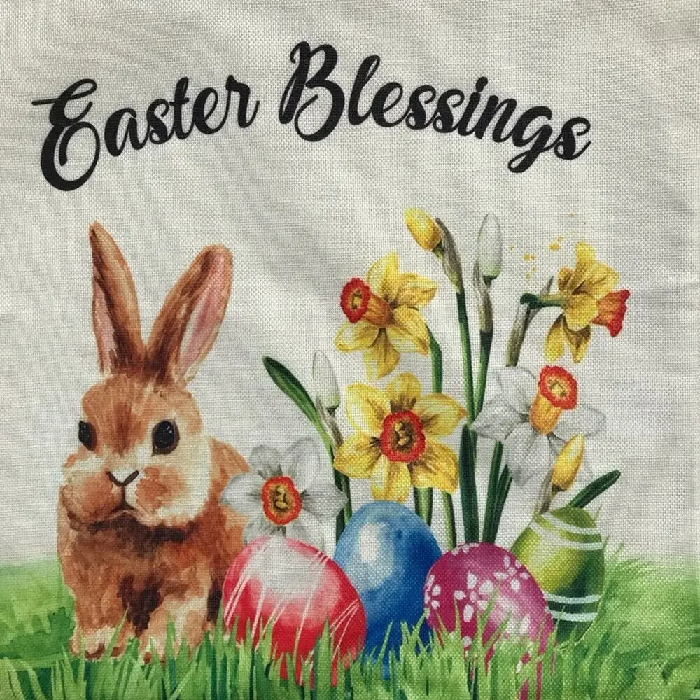 Easter Bunny & Chicks NWT 4 Decorative Pillow Cases Spring Farmhouse Floral Deco
